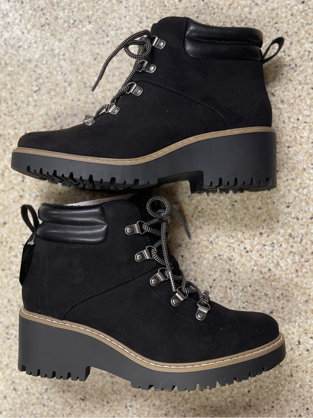 Sonoma Black Lace-Up Lug Heel Ankle Boots size 8